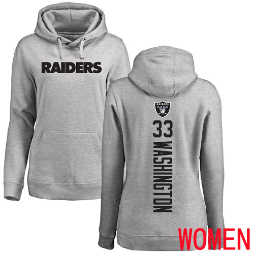 Oakland Raiders Ash Women DeAndre Washington Backer NFL Football #33 Pullover Hoodie Sweatshirts